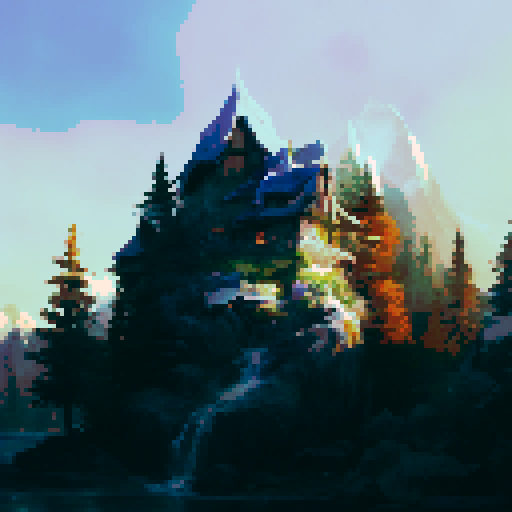 A majestic, snow-capped mountain peak towering above a serene, crystal-clear lake surrounded by vibrant, autumn-colored trees, rendered in a realistic oil painting style, with warm colors 