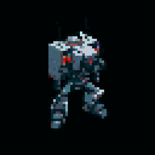 isometric grey berserker mech, assault cannon-wielding, missile on back, white background