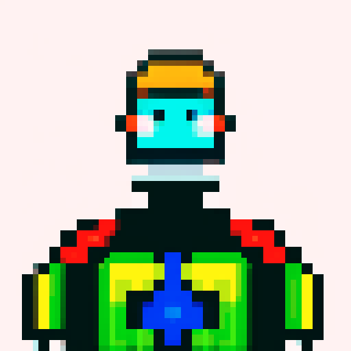 armour, metallic, intricate design, pixelated, vibrant colors, sRGB