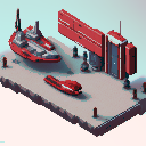 space battleship, top-down view, gray border, red desk, pixel art
