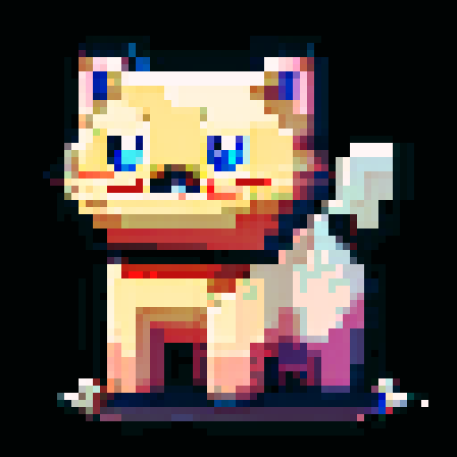 generate a pixelated cat image wearing spectacles