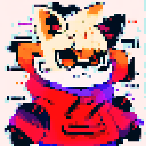 Siamese colored cats, vibrant and expressive, rendered in pixel art with a vivid sRGB palette