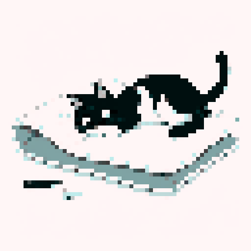 generate A cat napping on a cozy blanket, coloring page, black and white, less details.
