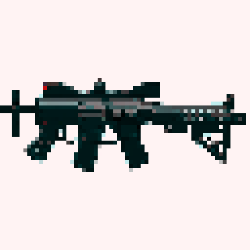 M4A1 Rifle icon, white background, black icon, pixel art