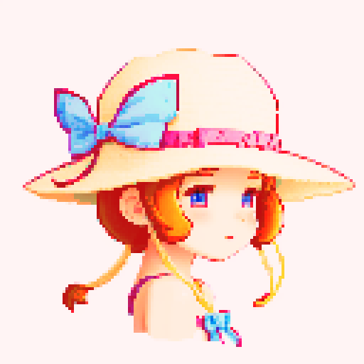 summer hat with a bow, side view