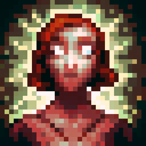 woman, red hair, game icon, 32x32 pixel art, sRGB, skill art, close up, portrait