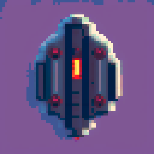 a transparent pure 2d sprite for a space game. It needs to look like the top view of a simple spaceship all by itself with the background transparent ,style of the 80s. The spaceship should not have any shadows.