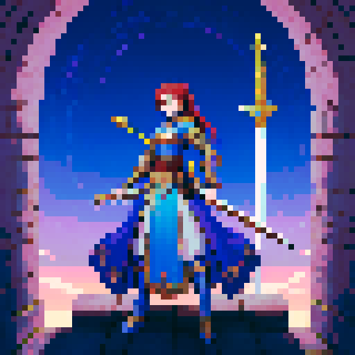 female swordsman, tall and confident, wielding a sword of light, a scene straight out of a captivating fantasy RPG like Phantasy Star