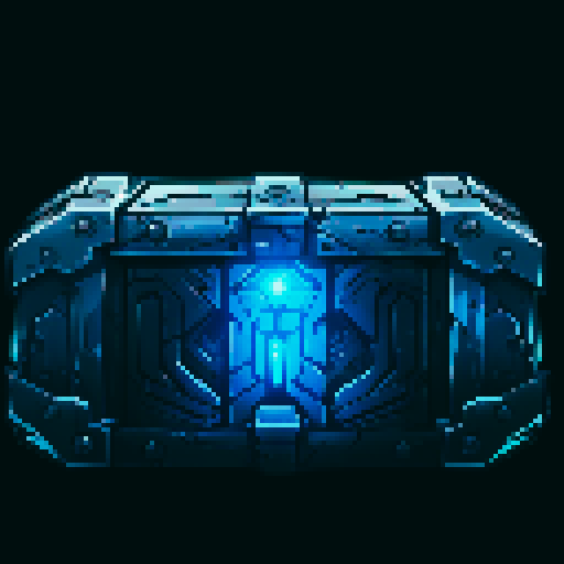 mystery box, shining light, vibrant colors, retro video game aesthetic, pixelated details, 8-bit graphics, sRGB