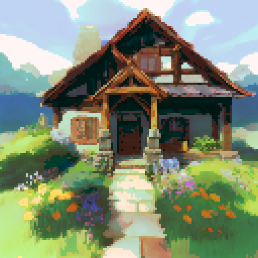 An old inn with fire and lightning