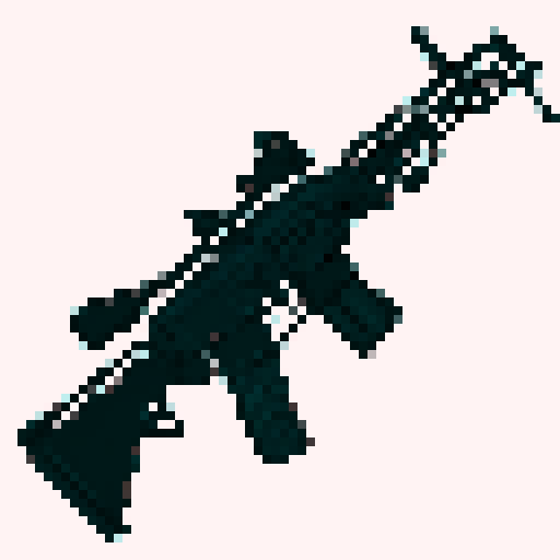 M4A1 Rifle icon, white background, black icon, pixel art