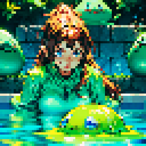hero sinking into a pool of slime