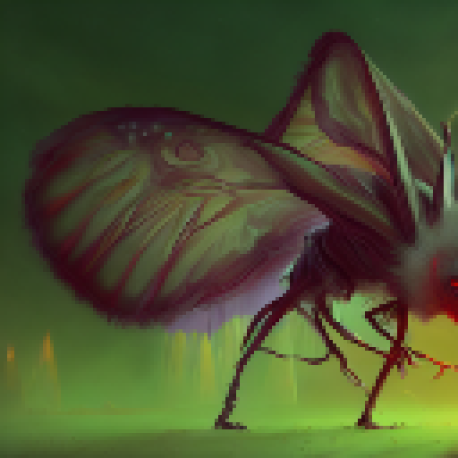Mothwoman, a large white creature in a long white gown with piercing red eyes that seem to glow in the dark, hypnotic wings, and hauntingly beautiful face, found in the forest with an emphasis on Fantasy RPG art style.