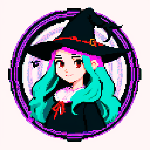 Young beautiful witch slightly facing right, with a whimsical and enchanting appearance.