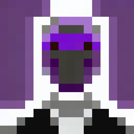 Purple-robed warlock with a menacing void helmet, rendered in a 16x16 pixel portrait style.