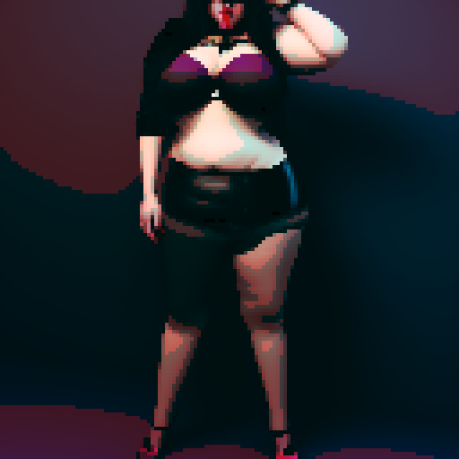Curvy, busty goth girl, with purple hair, black eyeshadow and red lipstick. wearing bikini and studded collar, sexy seductive glamour shot, vibrant srgb colors, edgy aesthetic