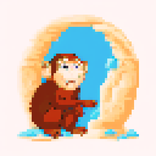 A macaque looking straight at the camera with crystals in a cave behind him