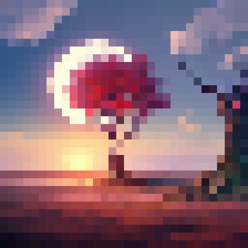 tattoo of soul tree with a heart as its roots and a sunset in the background with birds in the air