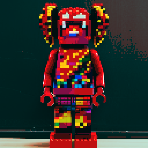 colorful pixel lego blocks arranged in a playful, vibrant composition, showcasing the intricate details and vibrant colors of pixel art in the sRGB color space