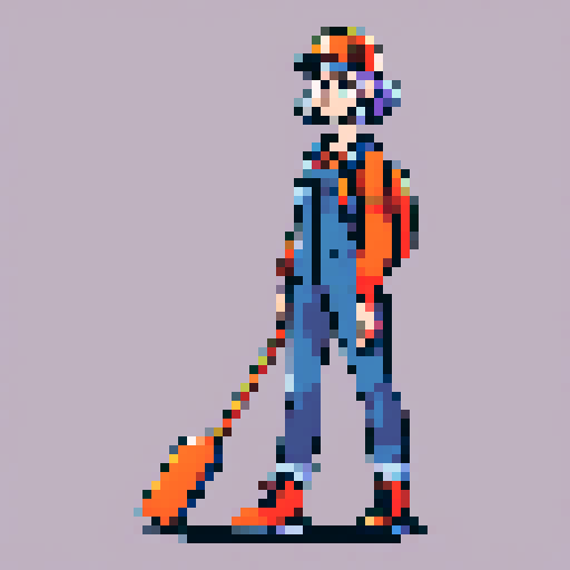 young, female warehouse worker, Amazon Germany, pixel art