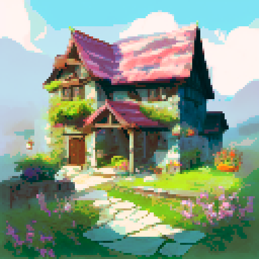 An old inn with fire and lightning