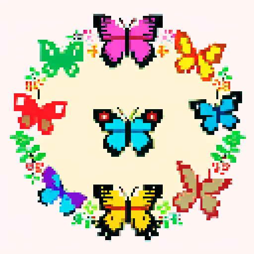 colorful butterflies with flowers and transparent background
