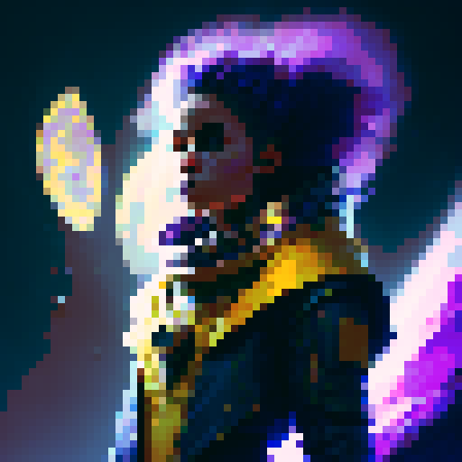 create a lightning element heavenly wizard with a sapphire inspired color palette casting a revival spell. use the colors blue, yellow, black, white and orange. No purple or pink. I need the wizard to look very intimidating.