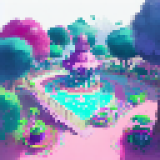 Teal and purple island with a modern 3D playground, where kids play amongst pink accents and imaginative structures, rendered in a colorful art style.