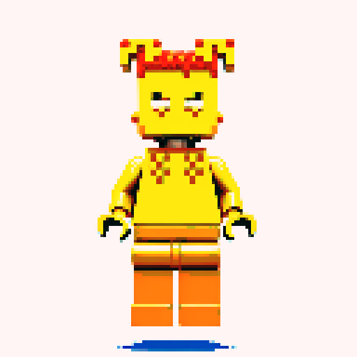 lego pixel, vibrant colors, blocky shapes, small plastic bricks, isometric perspective, retro video game, low resolution, 8-bit graphics, sharp edges, square grid, limited color palette, nostalgic feel, brick-built characters, iconic lego logo, digital recreation, detailed textures, crisp lines, simplified forms, nostalgic gaming vibes
