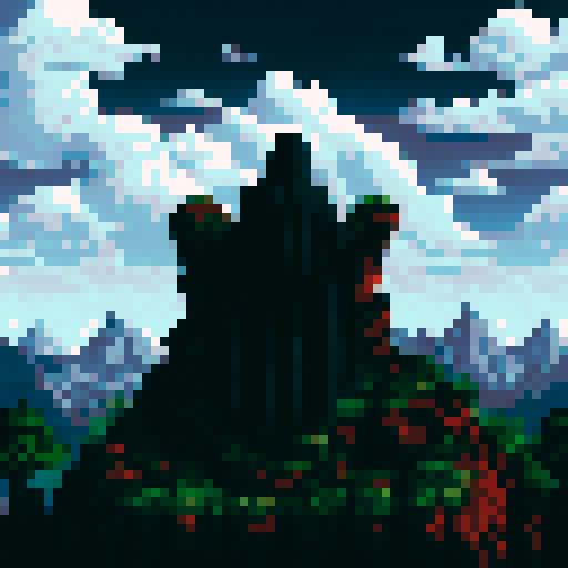 Black-haired figure, looming ominously in a billowing black robe, Game asset