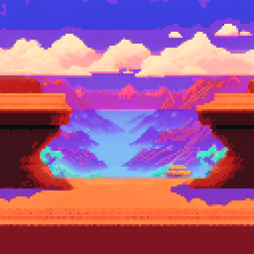 pixel art desert with camels 