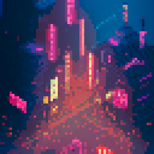 developer brunette curly boy, neon-lit Tokyo behind, coding lines on screen, pixel art style, vibrant colors, retro-futuristic cityscape, glowing skyscrapers, bustling streets, arcade machines, cyberpunk aesthetic, digital rain, holographic advertisements,