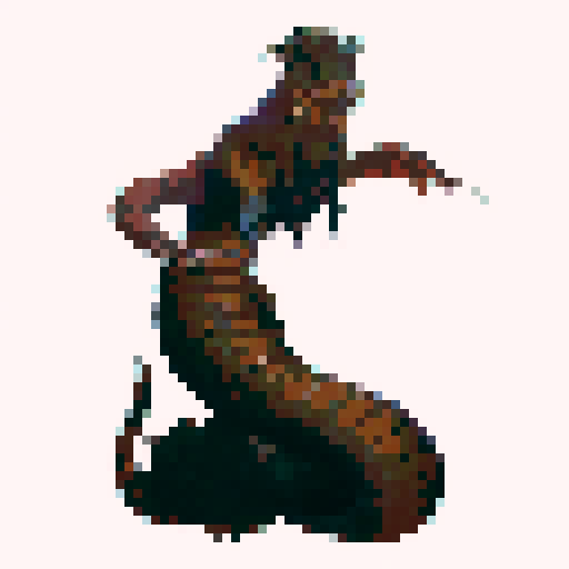 A snake with the torso and head of a human, horror fantasy rpg