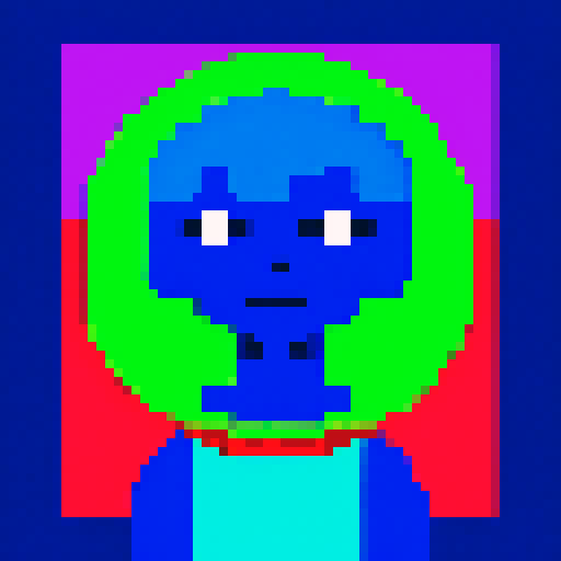astronaut exploring a mysterious, pixelated alien landscape, encountering vibrant, blocky extraterrestrial creatures and plants in a vivid, sRGB color palette