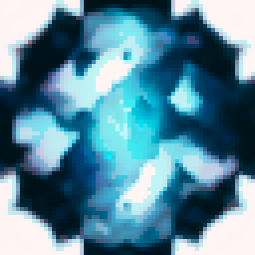 blue circular crystal, hidden tear, sadness, sad colors