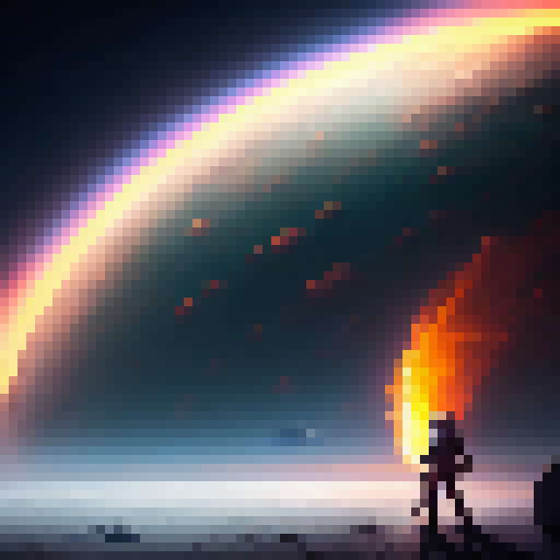 A fearless astronaut explores a mysterious, alien planet while wielding a glowing sword and wearing a suit of gleaming, enchanted armor, surrounded by fantastical creatures like fire-breathing dragons and tentacled monsters.