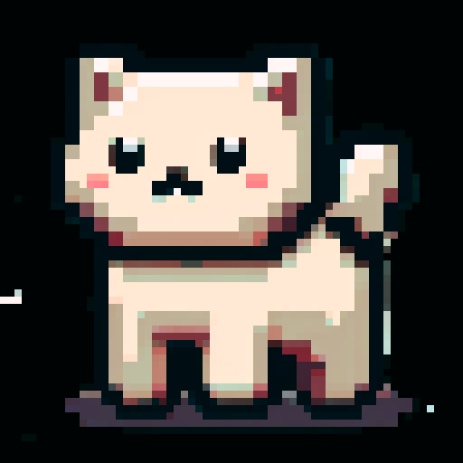 A pixelated image of the reference cat wearing chain around the neck