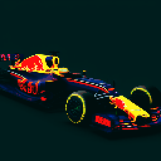 Red bull formula 1 car, full car in view, side profile