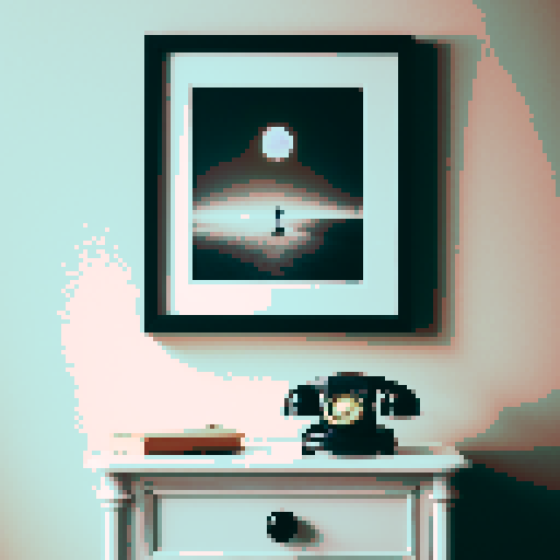 Framed Photo, Nightstand, Black Telephone