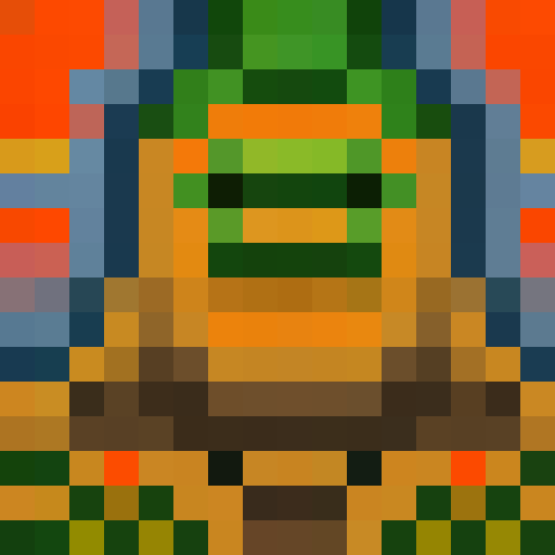 Minecraft Salmon, vibrant orange, green beak and face, 16x16 pixel art, close up, game icon, detailed fins, swimming gracefully, portrait