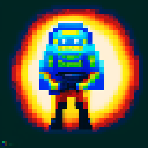 Space marine pixel character, laser rifle and futuristic helmet, galactic colors, full body, 64x64 pixel art size