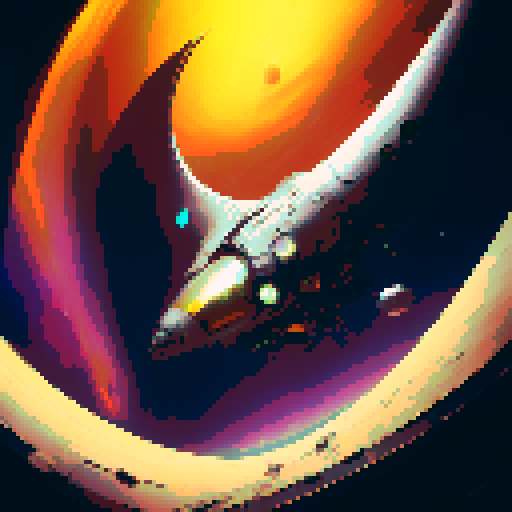 "Extraterrestrial feline with six spindly legs, rendered in a retro-futuristic style, lounging atop a floating metallic orb amidst a starry void."