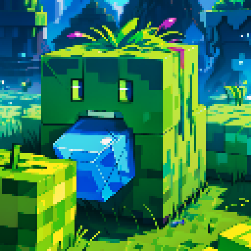 Blue Slime cube, Gelatinous cube, giant Slime, boss fight, grasslands, terraria, minecraft