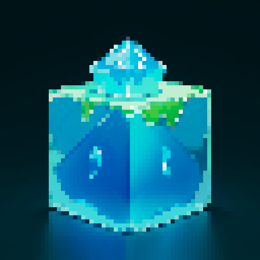 edge of slime cube, blue cube, blue slime cube, side of slime, big