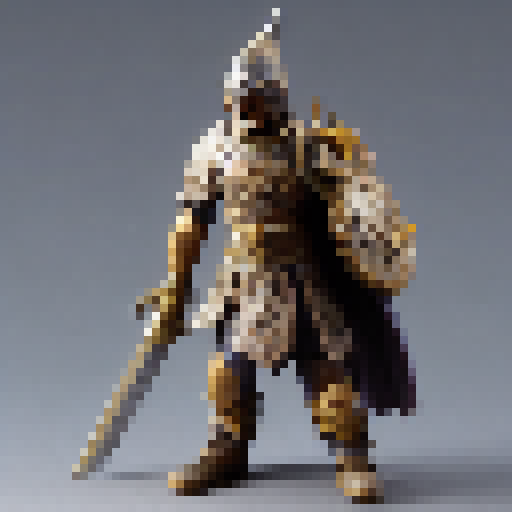 Warrior with full platemail and two handed sword