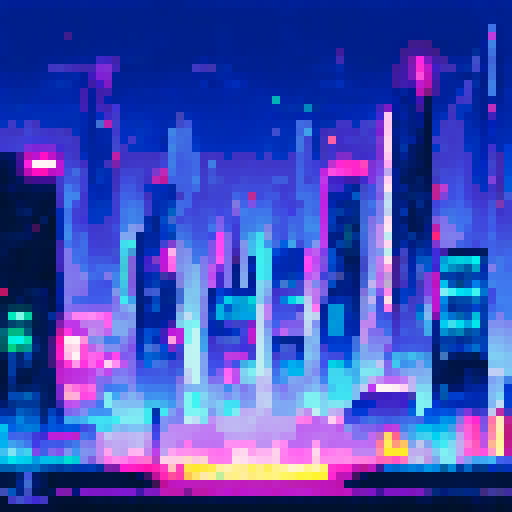 cyberpunk city view, neon-lit skyscrapers, 