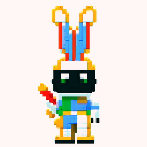 Bugs Bunny, pixelated, Lego, vibrant color palette, sRGB