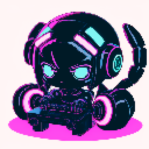 cute cyberpunk scorpion with human head, human head is anime inspired with vibrant hair, expressive eyes, and a playful smile, scorpion is playing computer games, tables with potato chips and coca cola, scorpion's tail should be fully in the picture, bright yellow and cyan and light blue lights