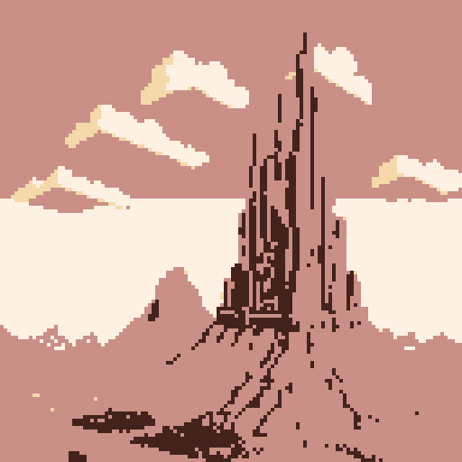 Towering giant, vibrant colors, intricate pixel art, detailed background, majestic landscape