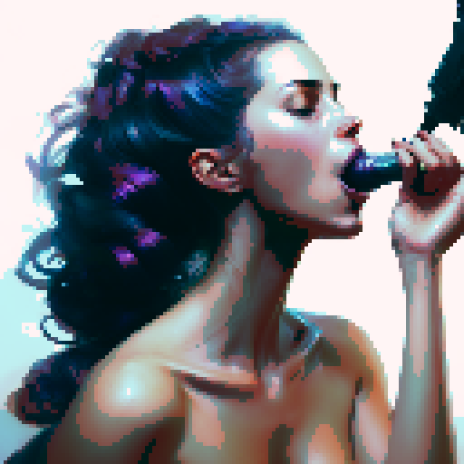 side angle of sexy naked woman giving blowjob